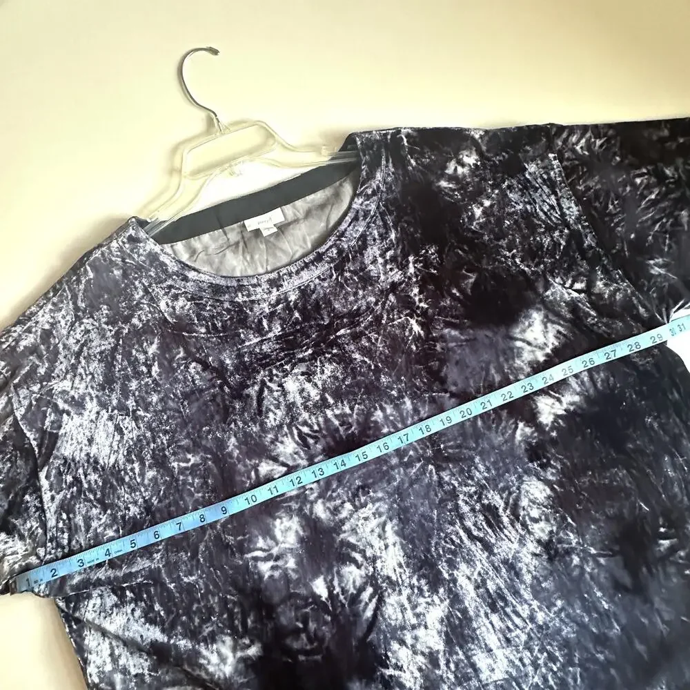 J. Jill Purejill Tie Dye Velvet Top Womens XL Blue Boxy Boat Neck Whimsygoth